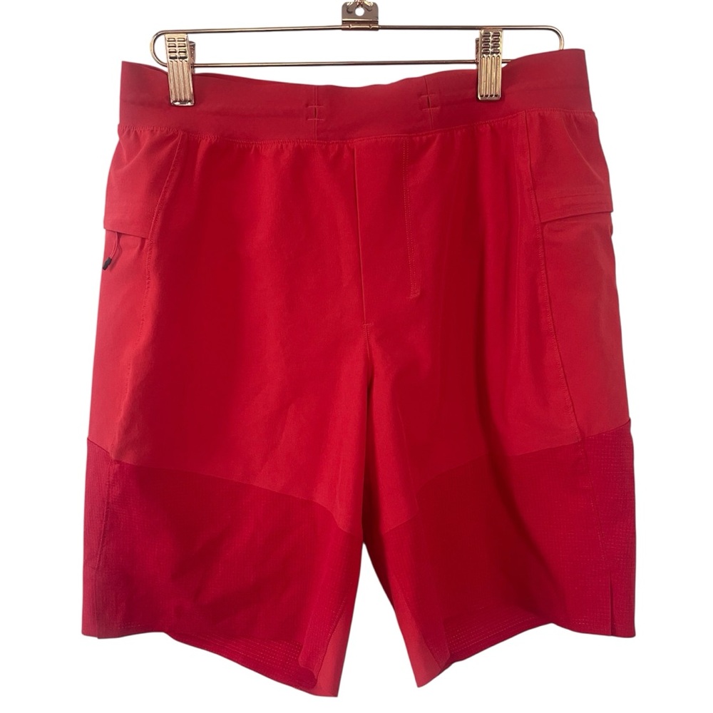 Lululemon Train to Beach 8” Athletic Shorts Lined Swim Trunks Red Orange Small